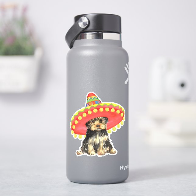 Fiesta Yorkshire Terrier Vinyl Pegatina (hidrofrasco)