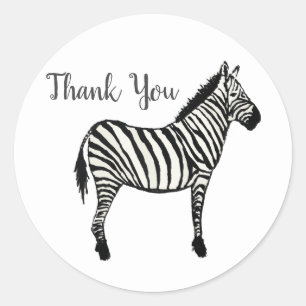 Fiesta Zebra Safari Gracias Pegatinas