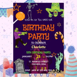 Fiesta Zombie Birthday Invitación a niños