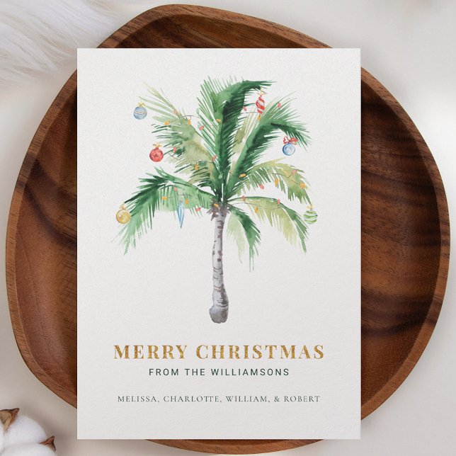 Fiestas de Navidad Palma (Christmas Palm Tree Coastal Holiday Greetings Card)
