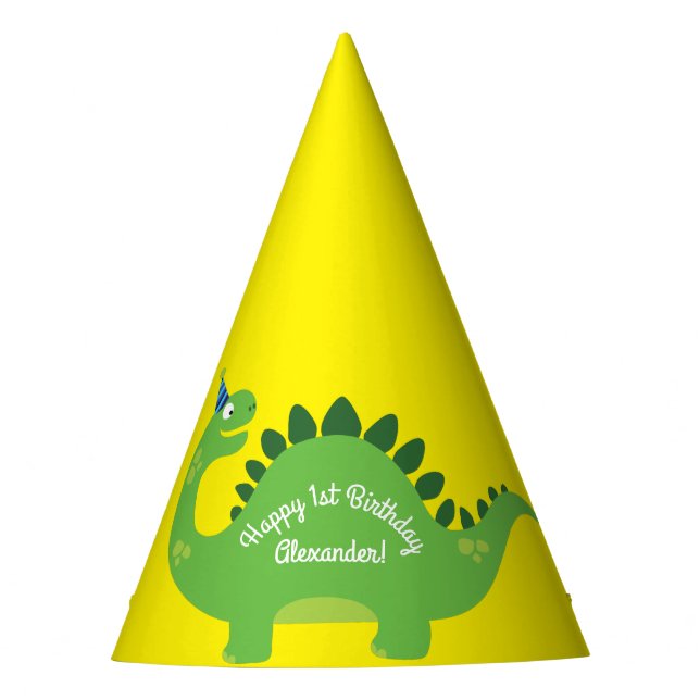Fiestas Gorras de Dinosaur Cute 1er cumpleaños (Anverso)