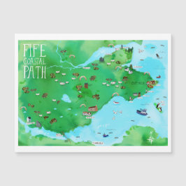 Fife Ruta Costera Escocia Ilustración Mapa Magnet