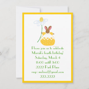 Fifi Bunny en invitación amarilla