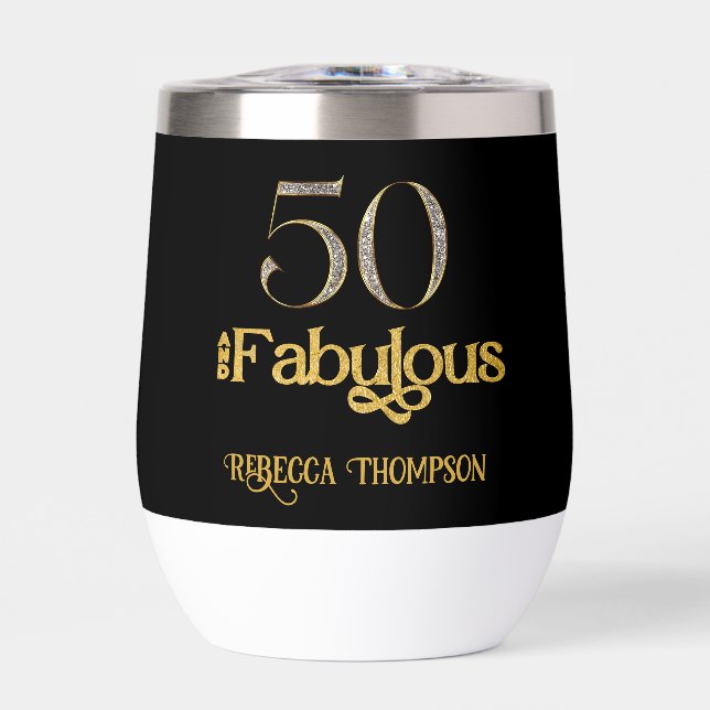 Fifty and Fabulous Gold Dress Black 50th Birthday (Frente)