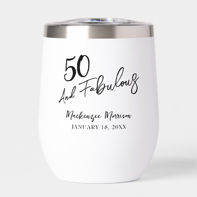 Fifty and Fabulous Script Birthday Party (Frente)