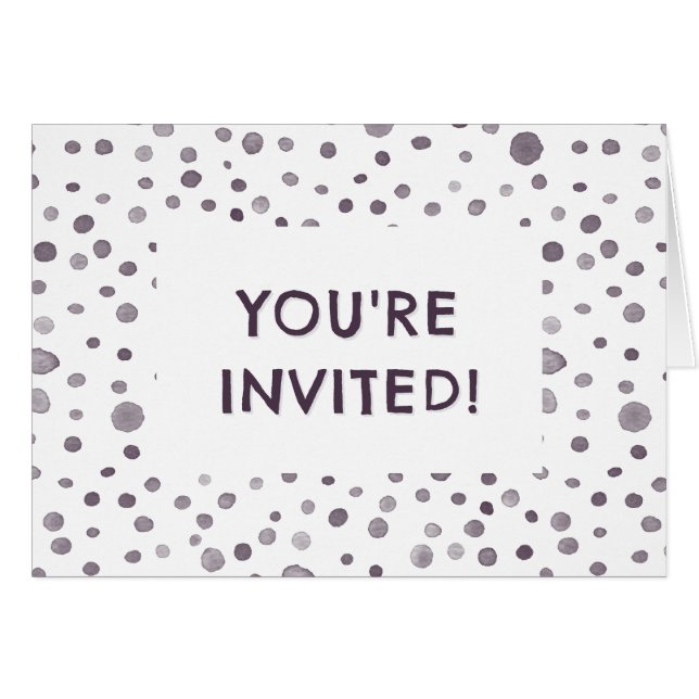 Fig Confetti Watercolor Dots Birthday Invite (Anverso (Horizontal))