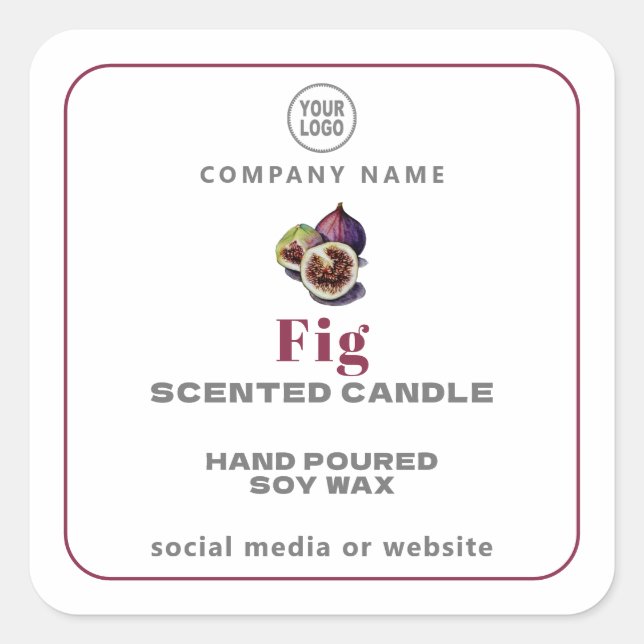Fig Handmade Candle Square Pegatina (Anverso)