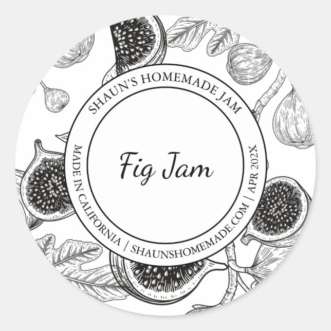 Fig Jam Sketch Etiqueta moderna (Anverso)