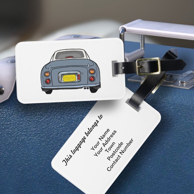 Figaración Lapis Gray Figaro etiqueta de equipaje  (Fun lapis figgy luggage tag for your road trip adventures. Just add your address details)