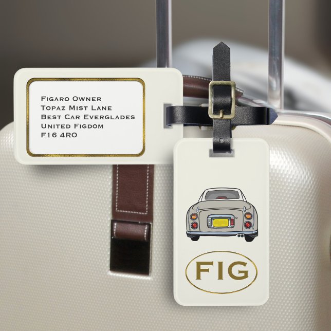 Figaración Monograma Topaz Mist Figaro Etiqueta de (Fun topaz figgy luggage tag for your road trip adventures. Just add your initials & address details)