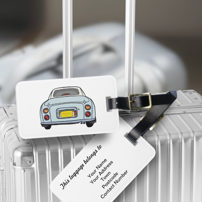 Figaración Pale Aqua Figaro Etiqueta de equipaje d (Fun blue figgy luggage tag for your road trip adventures. Just add your details)