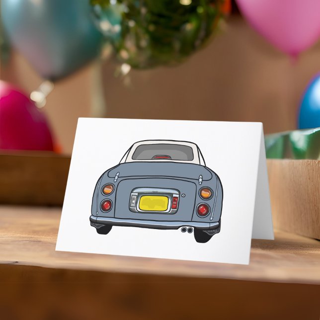 Figaración Tarjeta de felicitación de coche Lapis  (A cute lapis grey figaro car blank greeting card perfect for any occasion)