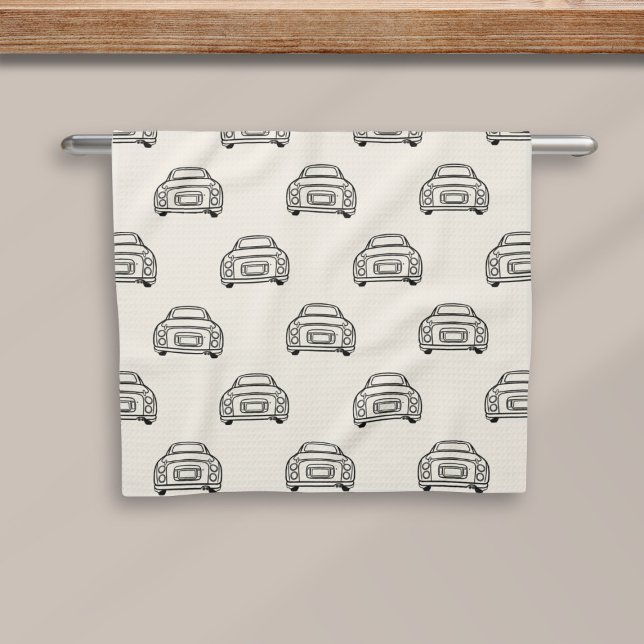 Figaraciones Patrón de coche de Figaro Toalla de c (Cute cream kitchen towel full of figaro cars)