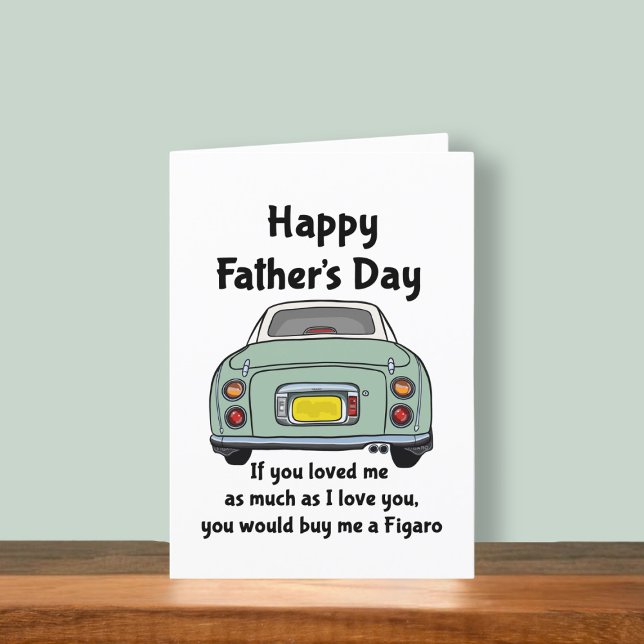 Figaraciones Tarjeta del Día del Padre de los Coch (Fun figgy Father's Day card to send to your dad. He may buy you a figaro is you ask nicely)