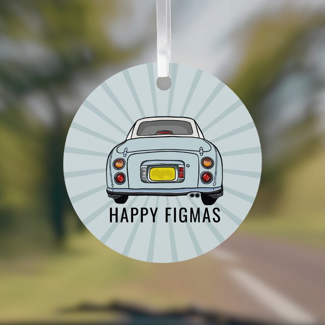 Figarations Blue Figaro Car Ornamento de Navidad (Fun figgy ornament to hang in your car or on your christmas tree. You can add your name or car reg)