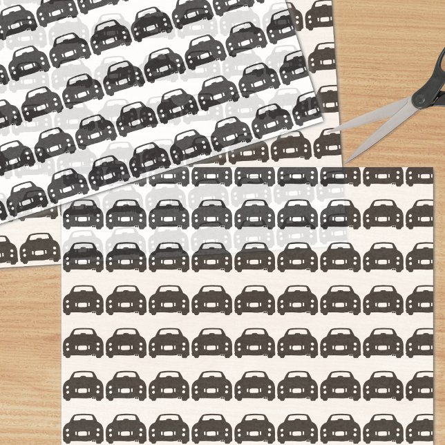 Figaro Papel de té de silueta de coche de figarro (Black and White Figaro Car Tissue Paper)