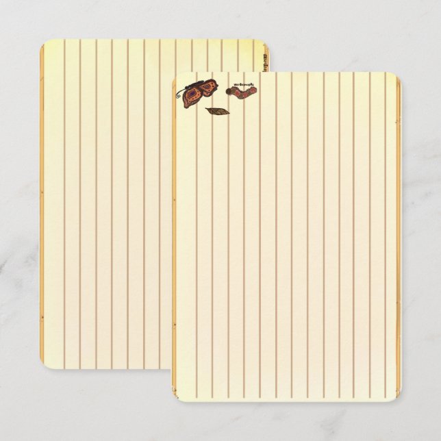 Figdewdrop caterpillar butterfly recipe notecards (Anverso / Reverso)
