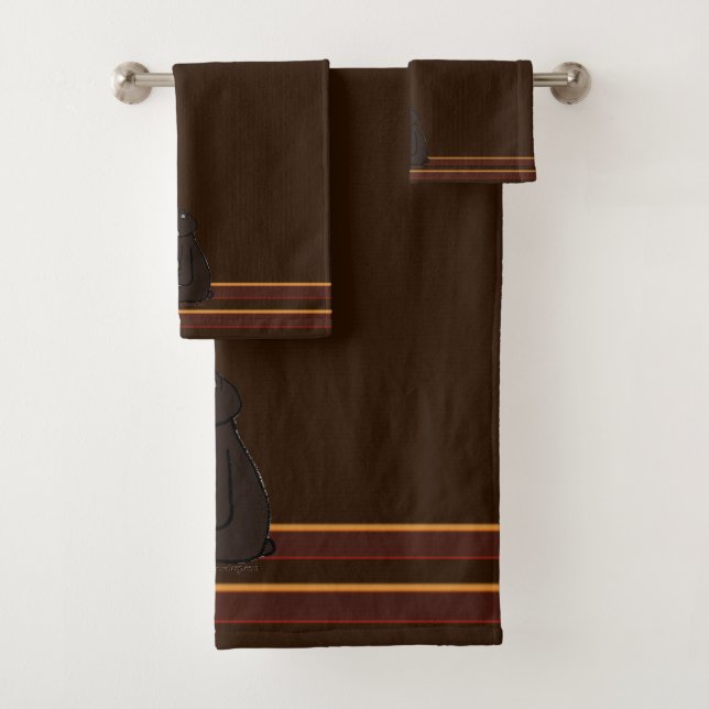 figdewdrops Bear Brown Bath Towel Set (In situ)