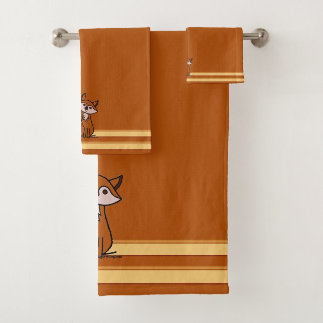 figdewdrops Fig the fox Orange Bath Towel Set  (In situ)