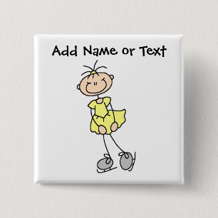 Figura amarilla botón del palillo del patinador d