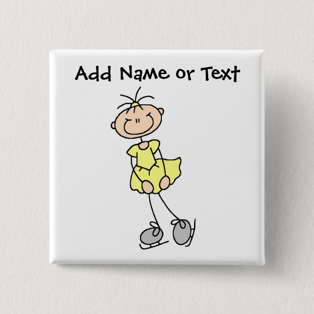 Figura amarilla botón del palillo del patinador de (Anverso)