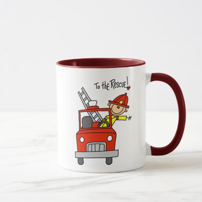 Figura bombero del palillo con la taza del coche (Derecha)