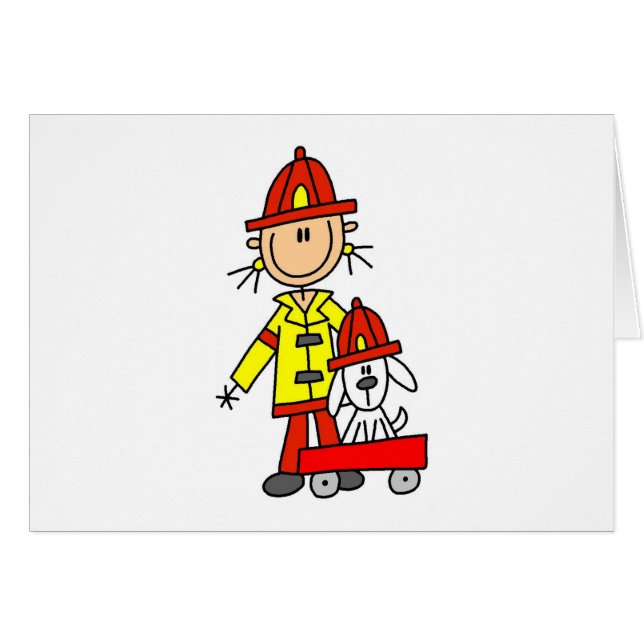 Figura bombero del palillo con las tarjetas de (Anverso (Horizontal))
