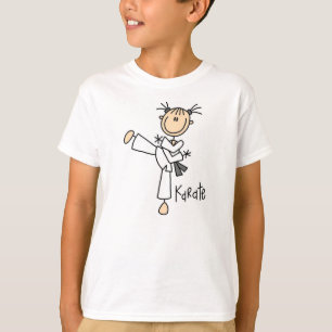 Figura camiseta del palillo del chica del karate