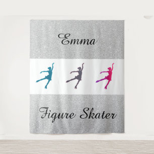 Figura de chica Tapiz de patinaje personalizado co