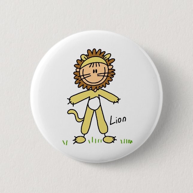 Figura de palitos con traje de león botón (Anverso)