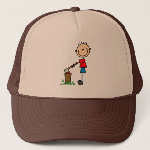 Figura de palitos corta leña sombrero