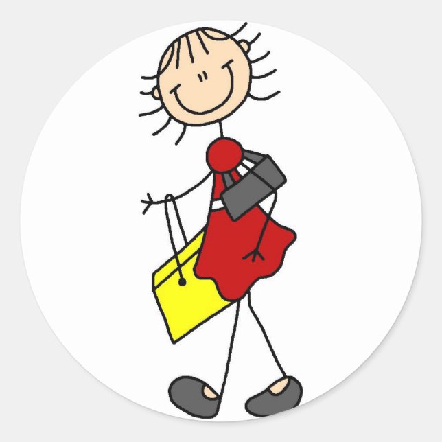 Figura de palo de compras Pegatina Lady (Anverso)