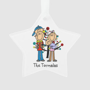 Figura de palo Padres, niño, ornamento de bebé