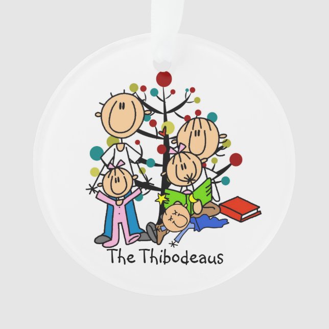 Figura de palo Padres, niños ornamento acrílico (Anverso)