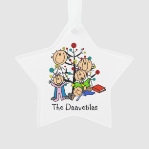 Figura de palo Padres, Ornamento acrílico de 3 niñ