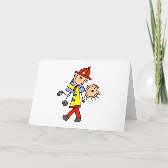 Figura de palos Bombero guardando tarjetas de vida (Anverso)