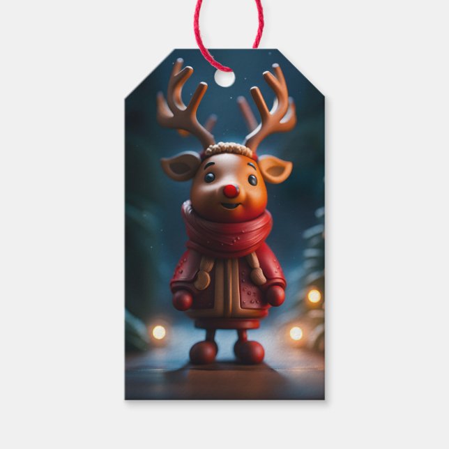 Figura de Rudolph Navidades etiqueta de regalo de  (Anverso)