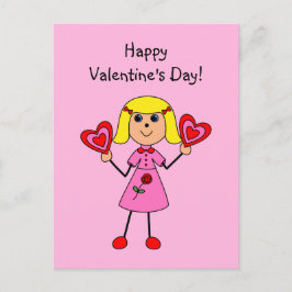 Figura del palillo del chica de la tarjeta del día