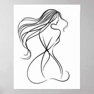 "Figura femenina Arte en línea blanca y negra
