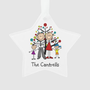 Figura papá, mamá, chica, ornamento del palillo