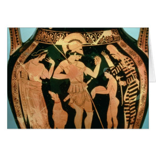 Figura roja florero del ático que representa a un