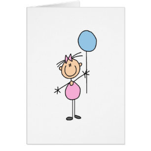 Figura tarjeta del palillo de la niña pequeña