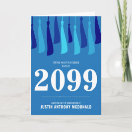 Fila azul de la invitación a graduación fotográfic