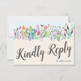 Fila de acuarela Flores silvestres Boda RSVP Tarje