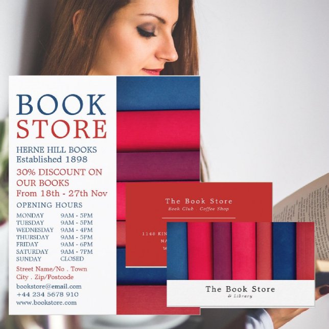 Fila de libros, publicidad en la tienda de libros (Subido por el creador)