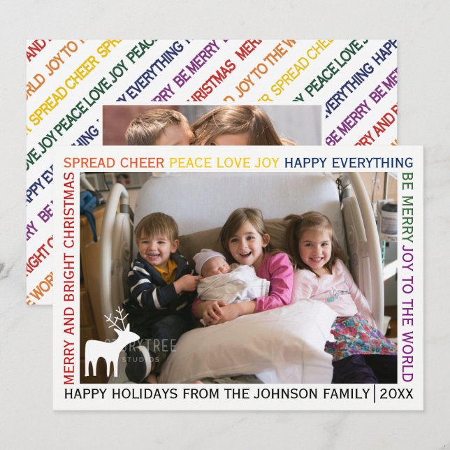 Fila de Navidades desea tarjeta de foto de vacacio (Anverso / Reverso)