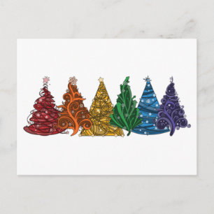 Fila de seis árboles de navidad del orgullo LGBTQ