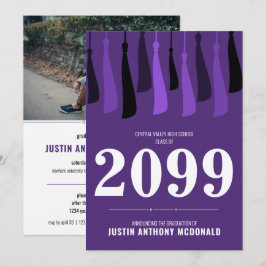 Fila morada de la invitación a graduación de fotog