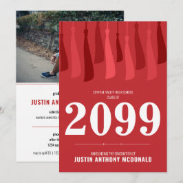 Fila roja de la invitación a graduación fotográfic