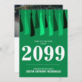 Fila verde de la invitación a graduación de fotos